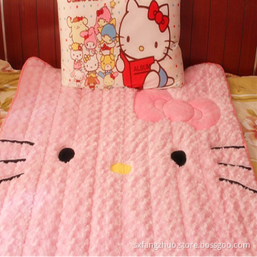 Set tempat tidur Hello Kitty menyulam selimut mawar beludru